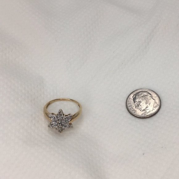 10k Diamond Ring/Earrings/Pendant Snowflake Set - Sz 5.5 - Great Winter Gift! - Picture 15 of 16